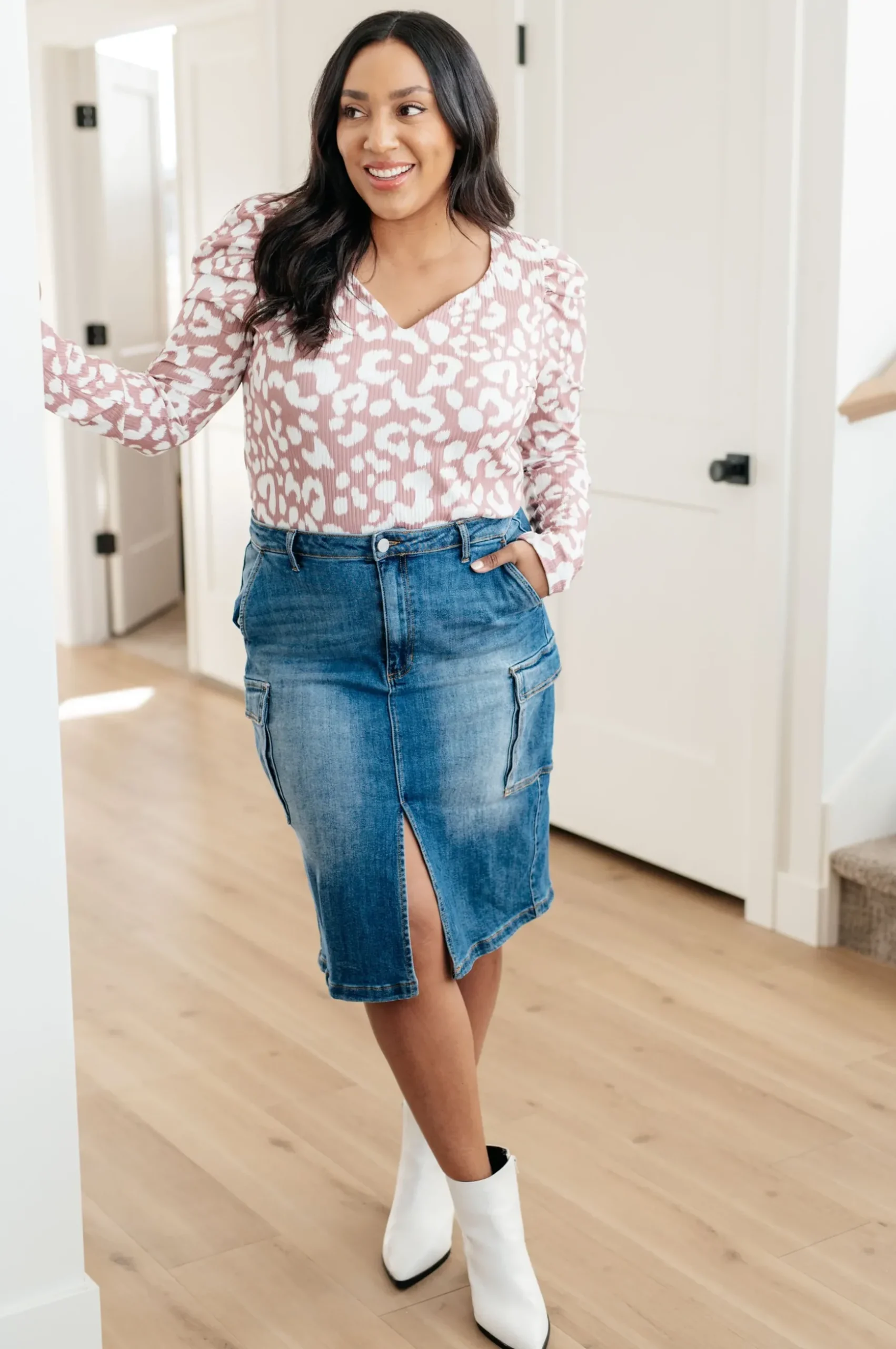 Always Be There Cargo Denim Skirt