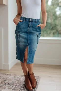 Always Be There Cargo Denim Skirt