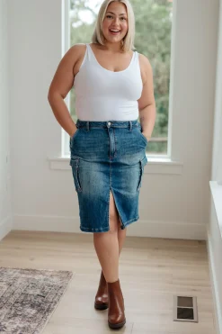 Always Be There Cargo Denim Skirt