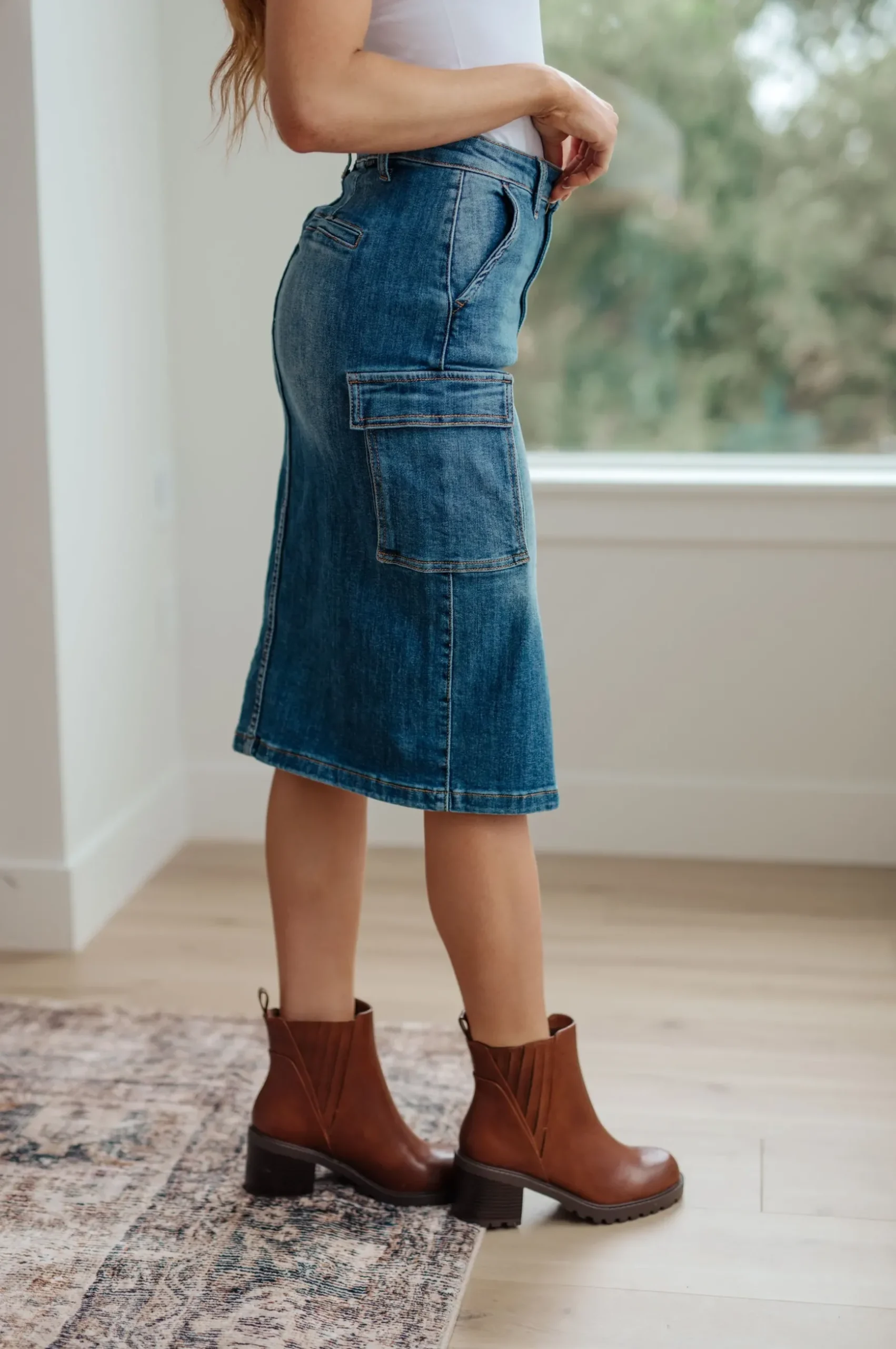 Always Be There Cargo Denim Skirt