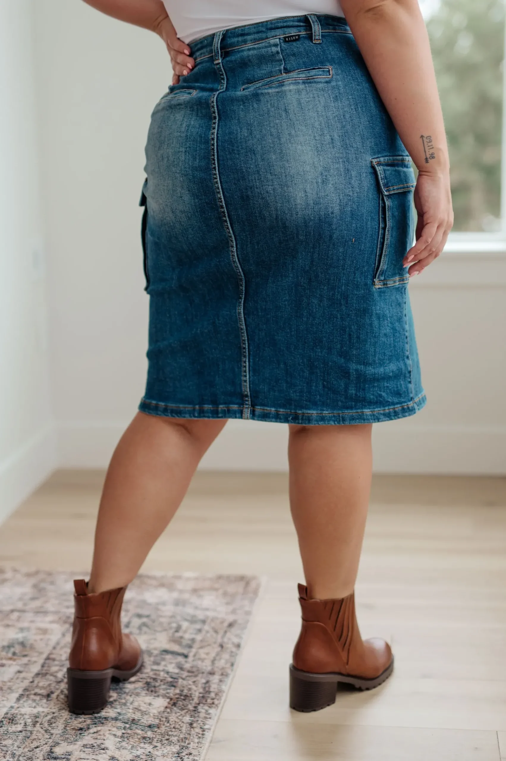 Always Be There Cargo Denim Skirt