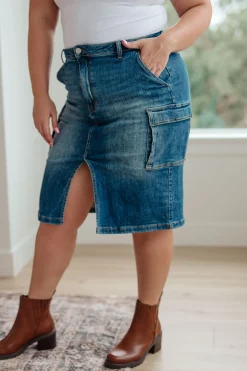 Always Be There Cargo Denim Skirt