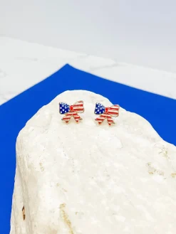 American Flag Bow Signature Enamel Studs by Prep Obsessed