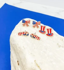 American Flag Bow Signature Enamel Studs by Prep Obsessed