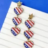 American Flag Heart Trio Dangle Earrings