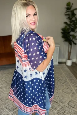 American Flag Open Front Kimono