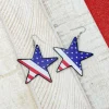 American Flag Printed Star Dangle Earrings