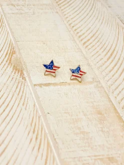 American Flag Star Signature Enamel Studs by Prep Obsessed