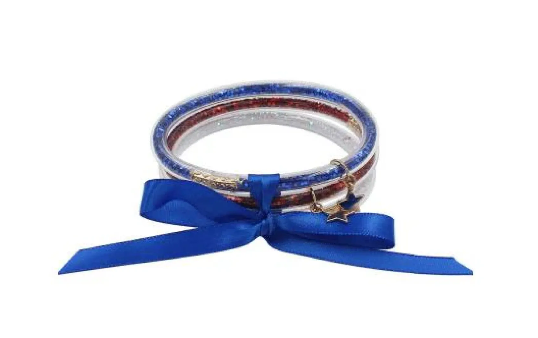 Americana Glittery Star Charm Jelly Bangle Set
