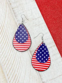 Americana Printed Layered Dangle Earrings
