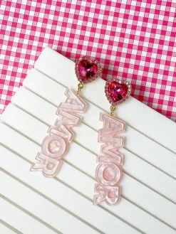 'Amor’ Acrylic Dangle Earrings