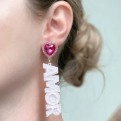 'Amor’ Acrylic Dangle Earrings