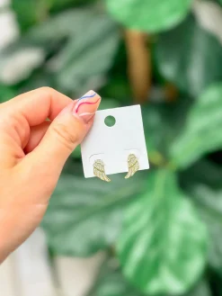 Angel Wings Stud Earrings - Gold