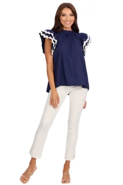 Angie Ric-Rac Top - Navy by Mud Pie