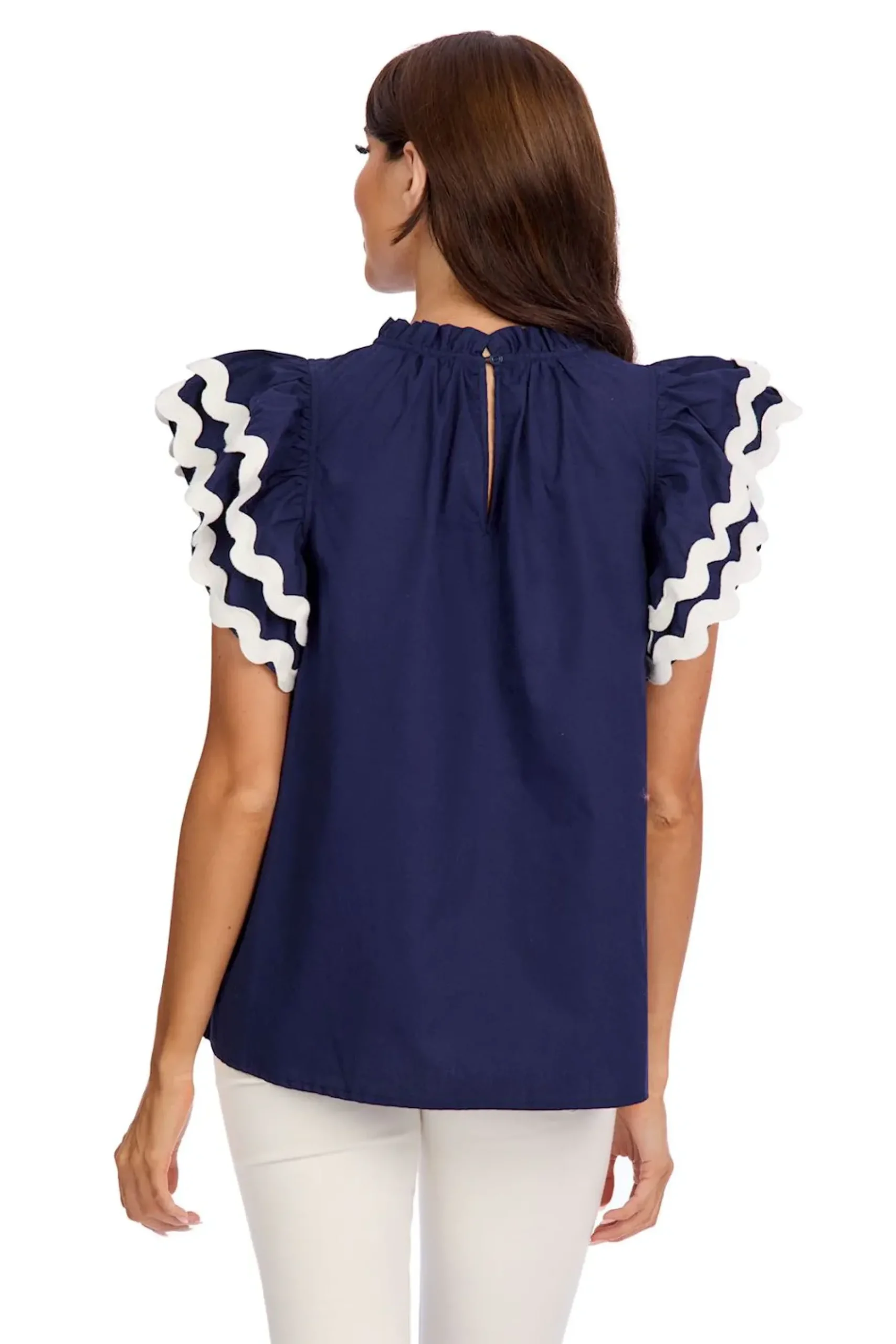 Angie Ric-Rac Top - Navy by Mud Pie