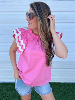 Angie Ric-Rac Top - Pink by Mud Pie