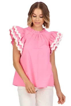 Angie Ric-Rac Top - Pink by Mud Pie