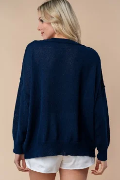 APRIL ARRAY: Lightweight Patriotic Sweater - Navy (Ships in 2-3 Weeks)