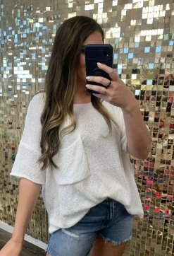 APRIL ARRAY: Round Neck Midi Sleeve Sweater Top by Davi & Dani (Ships in 2-3 Weeks)