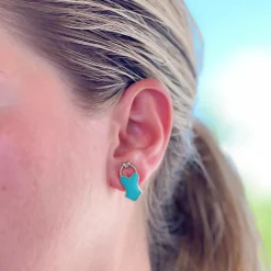 Aqua Swimsuit Signature Enamel Studs by Prep Obsessed