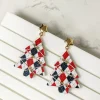 Argyle Printed Tree Dangle Earrings