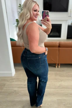 Arlo High Rise Button-Fly Straight Jeans by Judy Blue