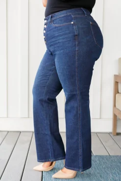 Arlo High Rise Button-Fly Straight Jeans by Judy Blue