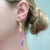 'Art' Acrylic Crayon Dangle Earrings - Pink Multi