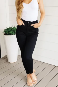 Audrey High Rise Control Top Classic Skinny Jeans in Black by Judy Blue