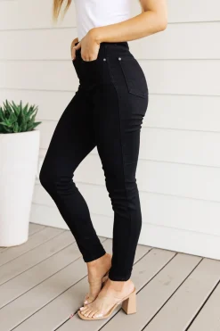 Audrey High Rise Control Top Classic Skinny Jeans in Black by Judy Blue