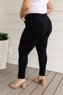 Audrey High Rise Control Top Classic Skinny Jeans in Black by Judy Blue