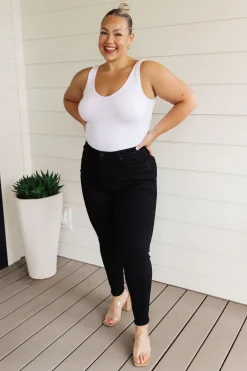 Audrey High Rise Control Top Classic Skinny Jeans in Black by Judy Blue