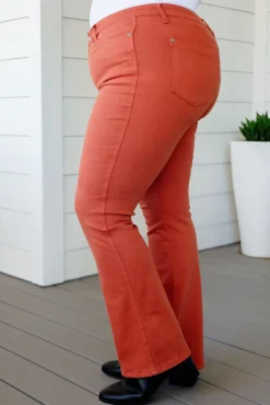 Autumn Mid Rise Slim Bootcut Jeans in Terracotta by Judy Blue