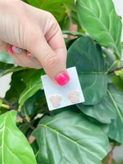 Baby Onesie Signature Enamel Stud Earrings - Pink