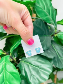 Baby Onesie Signature Enamel Stud Earrings - Blue