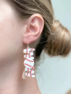 Baseball 'Mom' Dangle Earrings