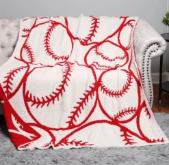 Baseball Print Cozy Throw Blanket