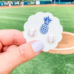 Baseball Signature Enamel Studs by Prep Obsessed