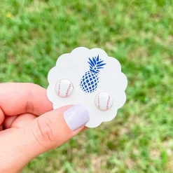 Baseball Signature Enamel Studs by Prep Obsessed