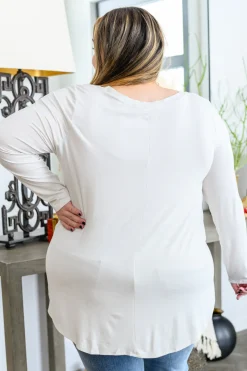 Basics Are Best Long Sleeve V-Neck Top in Bone