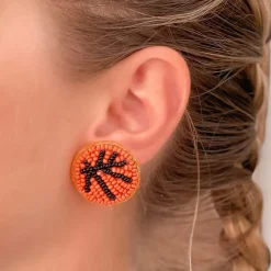 Basketball Beaded Post Earrings