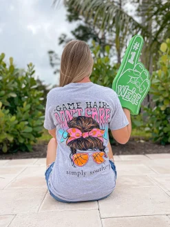 Basketball 'Game Hair Don't Care' Short Sleeve Tee by Simply Southern