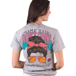 Basketball 'Game Hair Don't Care' Short Sleeve Tee by Simply Southern