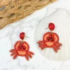 Beachy Crab Beaded Dangle Earrings