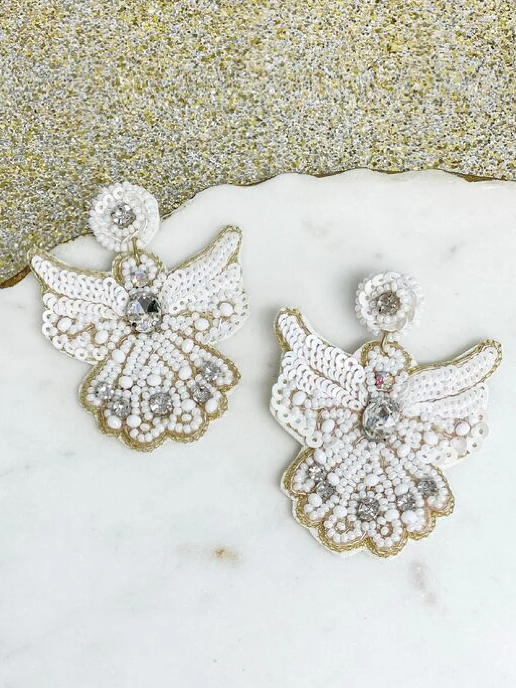Beaded Angel Dangle Earrings