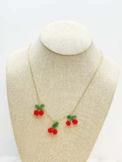 Beaded Cherry Necklace