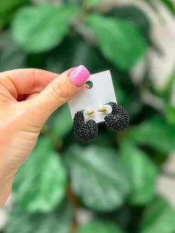 Beaded Drop Earrings - Jet