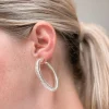 Beaded Jelly Tube Hoop Earrings - Silver