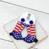 Beaded Rodeo Boot Dangles - Red, White, & Blue