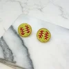 Beaded Softball Stud Earrings